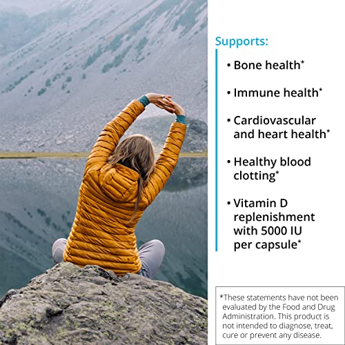 XYMOGEN K2D3 5000 Vitamin D3 K2 Bioavailable Vitamin D 5000 IU (C