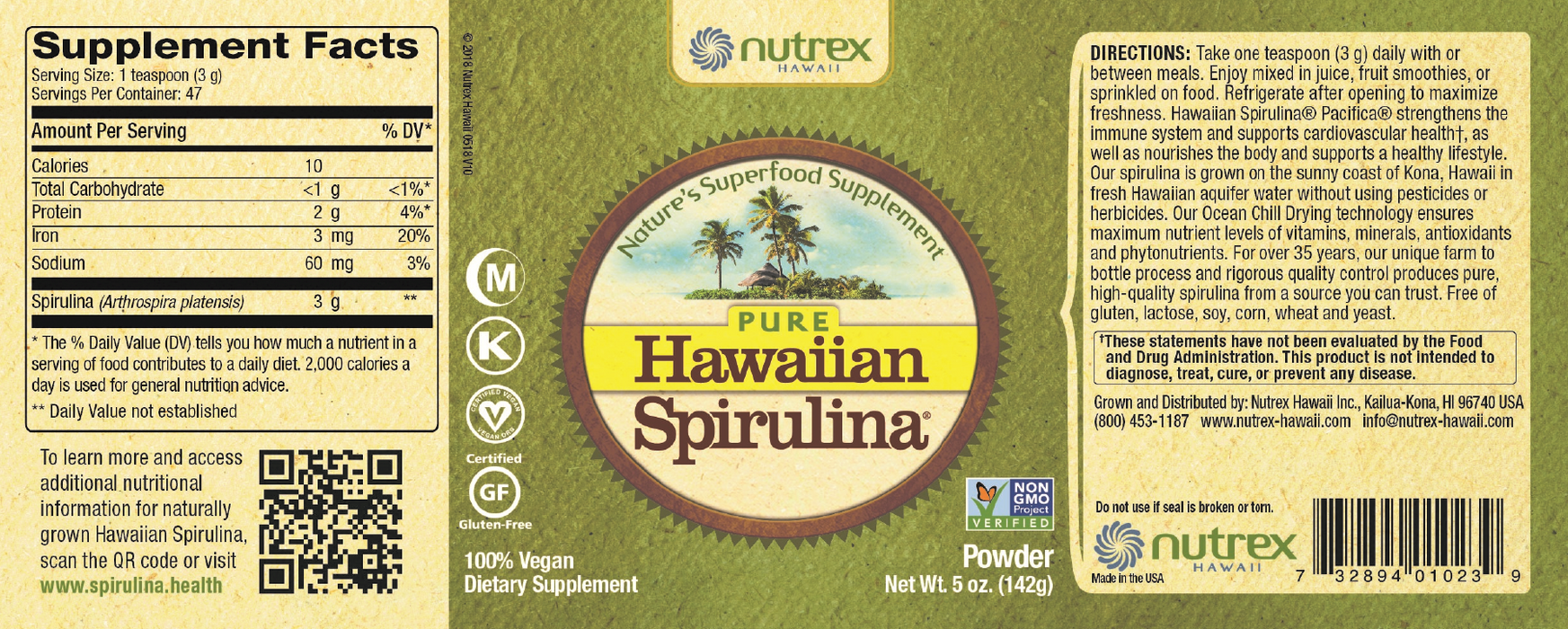 Nutrex Hawaii Hawaiian Spirulina Powder