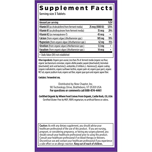 New Chapter Calcium Supplement Vitamin D3+K2 + Magnesium 120 Slim Tablets