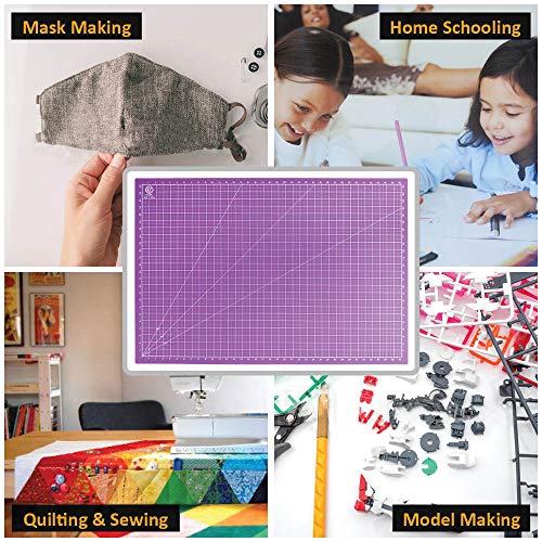 KC GLOBAL A1 (38"x26") Professional Grade Self-Healing Cutting Mat (Purple) - Odor-Free, Reversible, Eco-Friendly, Durable Bright Surface. Premium Desk Mat for Crafters, Quilters, and Hobbyist