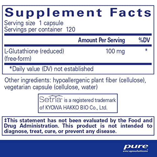 Pure Encapsulations Reduced Glutathione | Hypoallergenic Antioxidant Supplement to Support Liver and Cell Health* | 120 Capsules