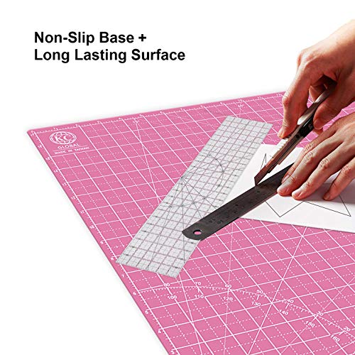 KC GLOBAL A2 (24"x18") Self-Healing Cutting Mat (Pink) - Sturdy, Reversible, Eco-Friendly, Non-Slip. Premium Desk Mat for Crafters, Quilters, and Hobbyist