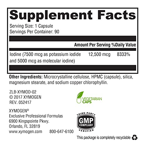 XYMOGEN XymoDine Iodine Supplement 90 Vegetarian Capsules — Hebron ...