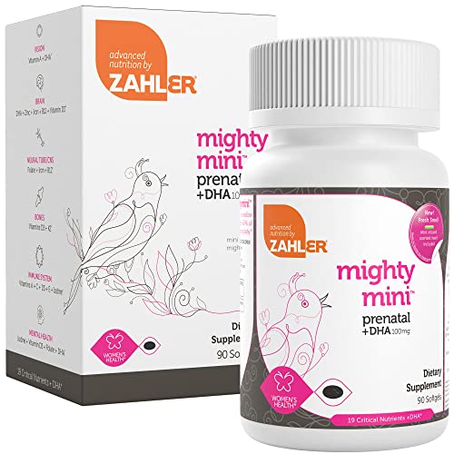 Zahler Mighty Mini Prenatal Vitamin with DHA & Folate - Certified Kosher - All Natural Prenatal Vitamins - Multivitamin for Pregnant Women - 19 Prenatal Vitamins Including Folic Acid (90 Softgels)