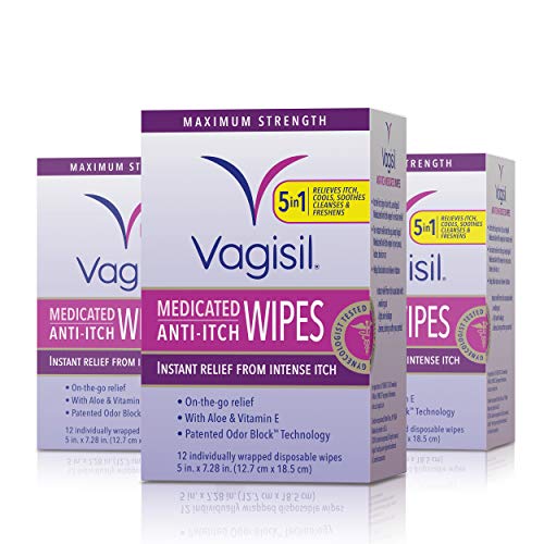 3 Pack Vagisil Anti-Itch Medicated Feminine Intimate Wipes 12 Wipes Maximum Strength