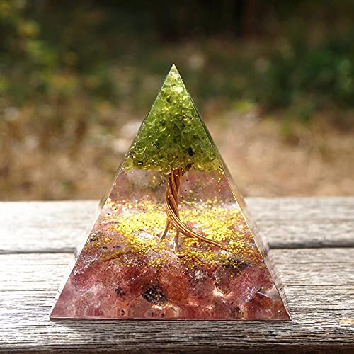 Global Crystal Orgonite Pyramid Tree of Life Orgon Pyramid Healing Crystal for Yoga Meditation Seven Chakra Energy Gathering