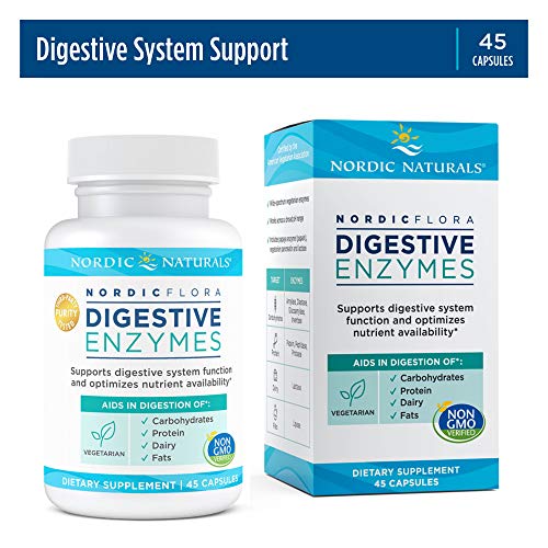 Nordic Naturals Nordic Flora Digestive Enzymes - 45 Capsules - Digestive Function, Optimizes Nutrient Availability - Non-GMO - 45 Servings