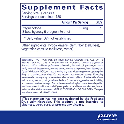 Pure Encapsulations Pregnenolone 10 mg 180 Capsules
