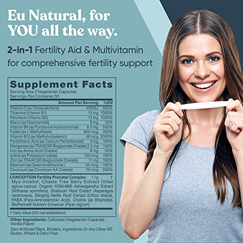 Eu Natural Conception fo Women 60 Veg Caps Fertility Supplements for Women