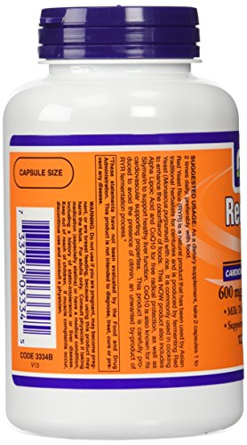 NOW Foods 600mg Red Yeast Rice & 30mg Coq10, 120 caps (pack of 2)