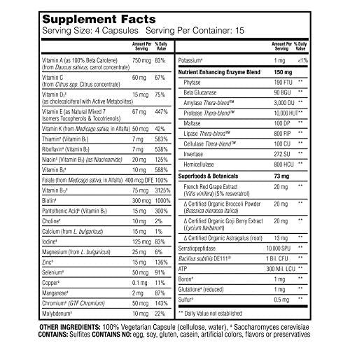 Enzymedica, Enzyme Nutrition Men's Multivitamin, Supports Immune and Heart Health, 60 Capsules