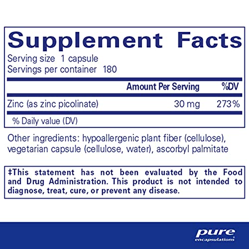 Pure Encapsulations Zinc 30 mg 180 Capsules
