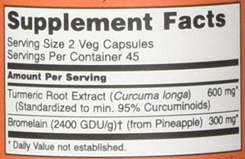 Now Foods Turmeric and Bromelain Veg Capsules,90 Count-2 Pack