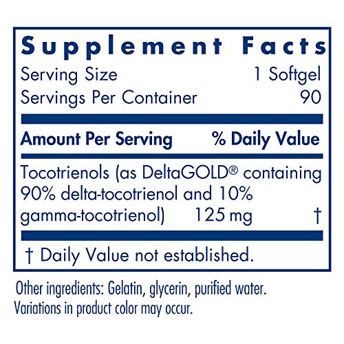 Allergy Research Group - Delta-Fraction Tocotrienols 125 mg - Vitamin E, Heart/Brain - 90 Softgels