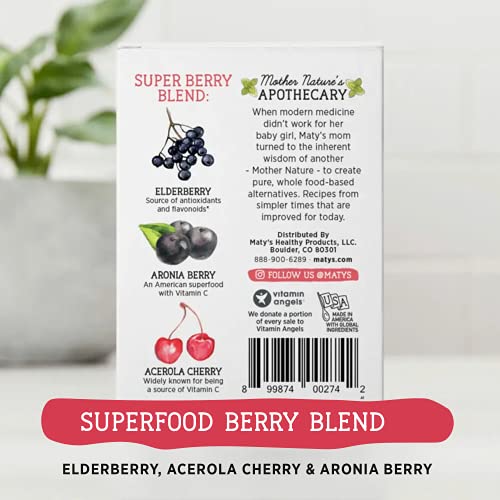 Maty's Super Berry Immune Support - Daily Immune Supplement Made with Elderberry, Aronia Berry, Zinc & D3 - Single Serve Packets, 15 Count