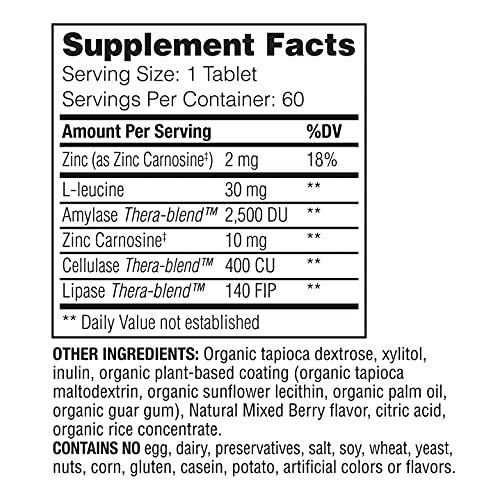 Enzymedica, Acid Soothe Chewable, Promotes Relief from Heartburn and Indigestion While Helping to Strengthen the Stomach Lining, Vegan, Non-GMO, 60 Tablets (60 Servings)