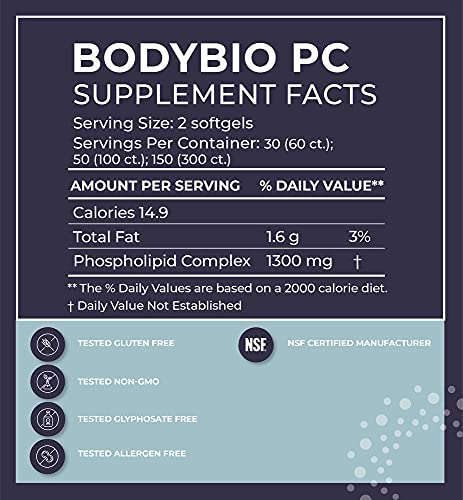 BodyBio PC 100 Softgels - Pure Phospholipid Complex