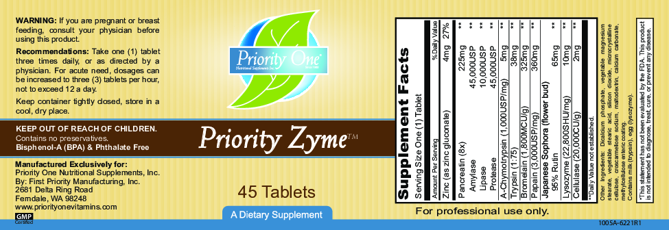 Priority One Vitamins Priority Zyme 45 Tabletten