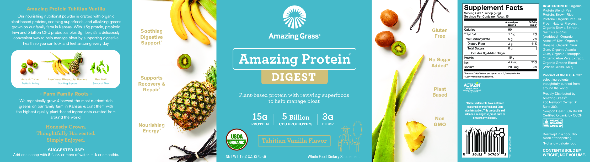 Amazing Grass Protein Digest Tahitian Vanilla 15 serv
