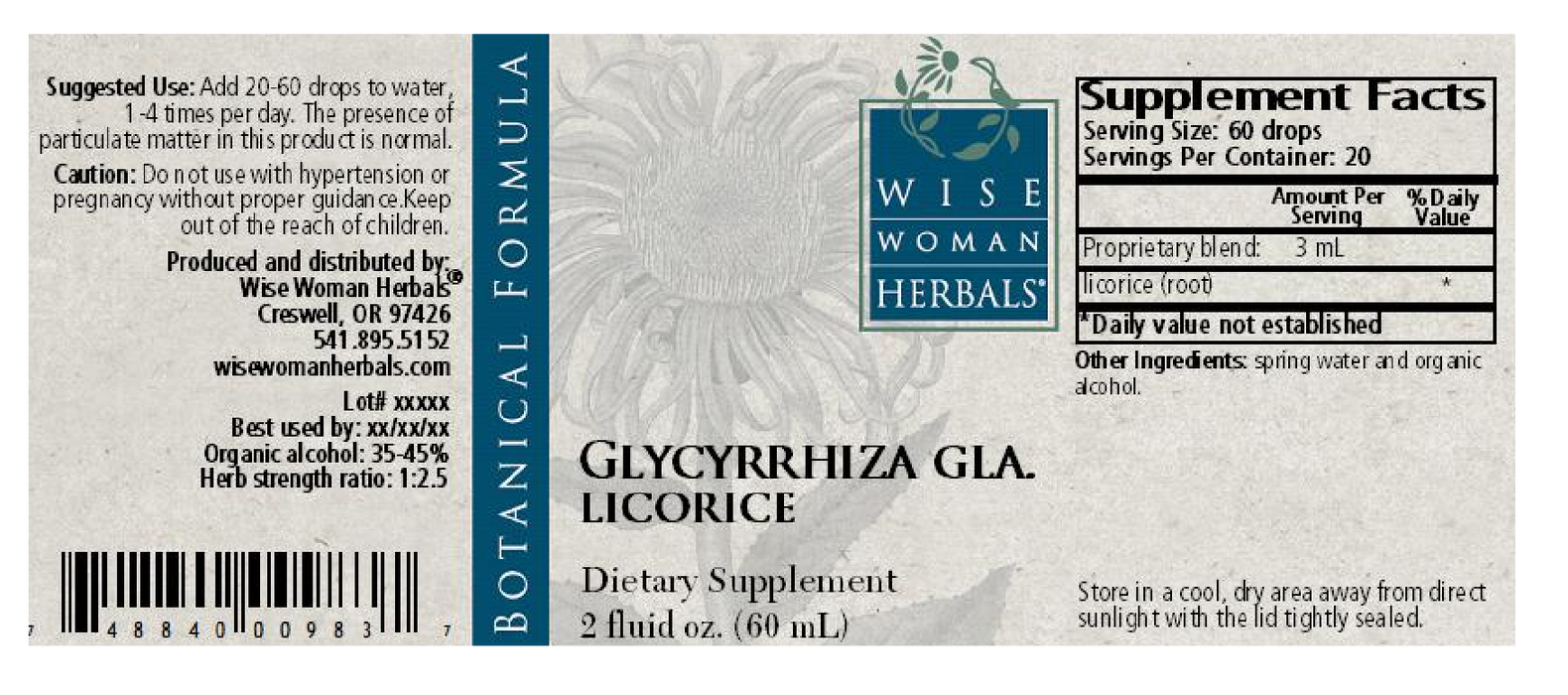 Wise Woman Herbals Glycyrrhiza/licorice