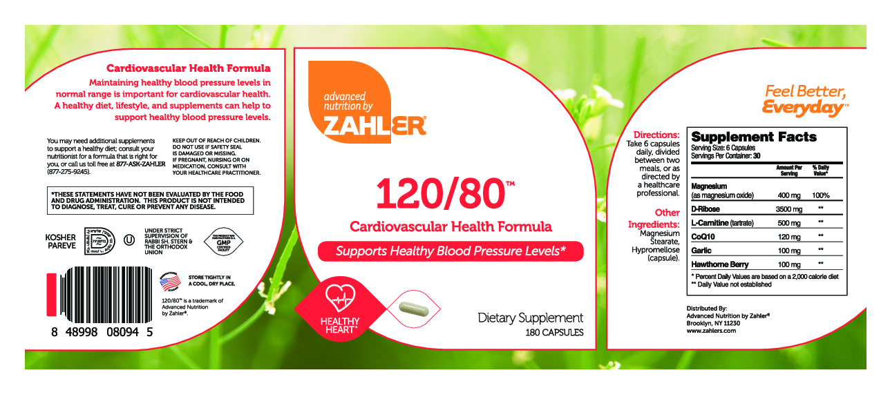 Advanced Nutrition by Zahler 120/80 Blood Pressure  180 caps