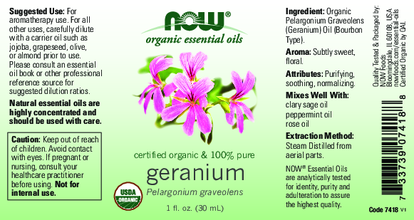 NOW Geranium Oil Organic 1 fl oz