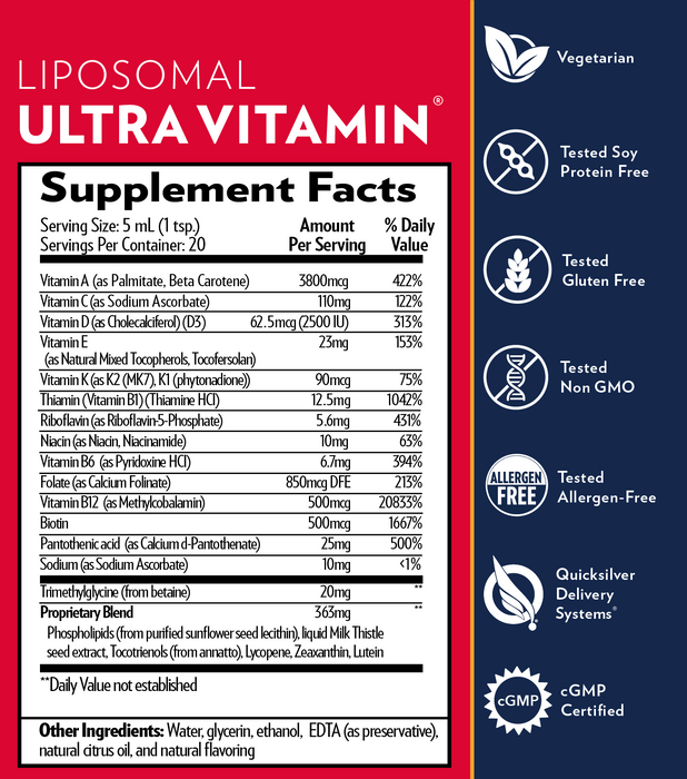 Quicksilver Scientific Ultra Vitamin Liposomal 3.38 fl oz