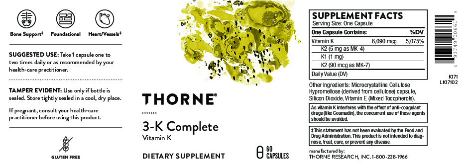 Thorne 3-K Schließe 60 Kapseln ab