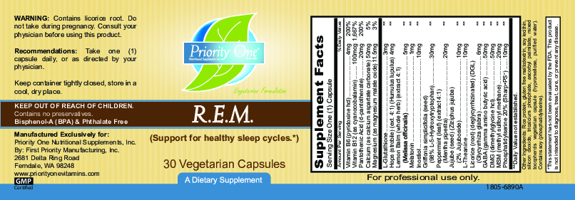 Priority One Vitamins R.E.M 30 vegcaps