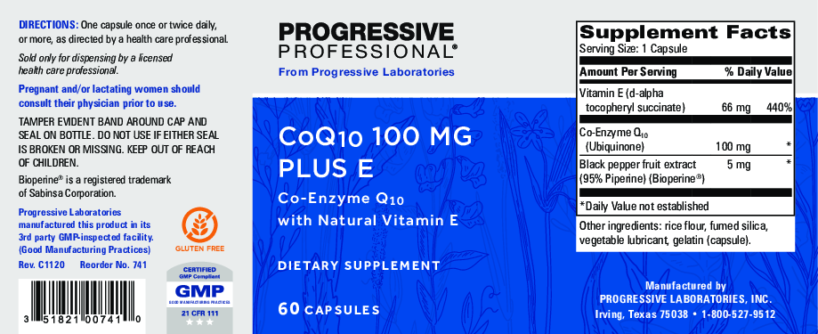 Progressive Labs CoQ10 100 mg Plus E 60 caps