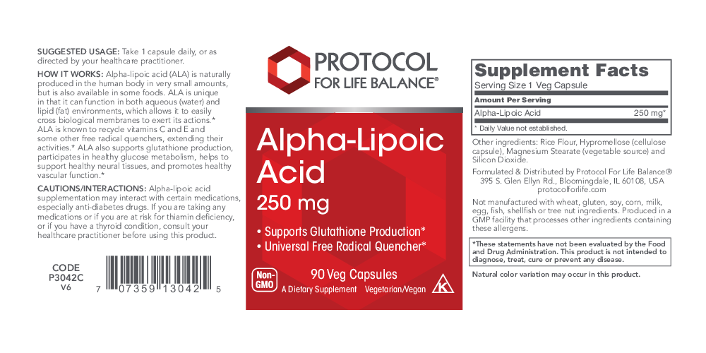 Protocol For Life Balance Alpha-Lipoic Acid 250 mg 90 vcaps