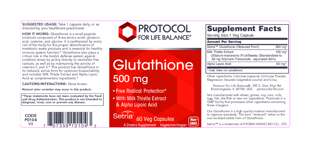 Protocol For Life Balance Glutathione 500 mg 60 vcaps