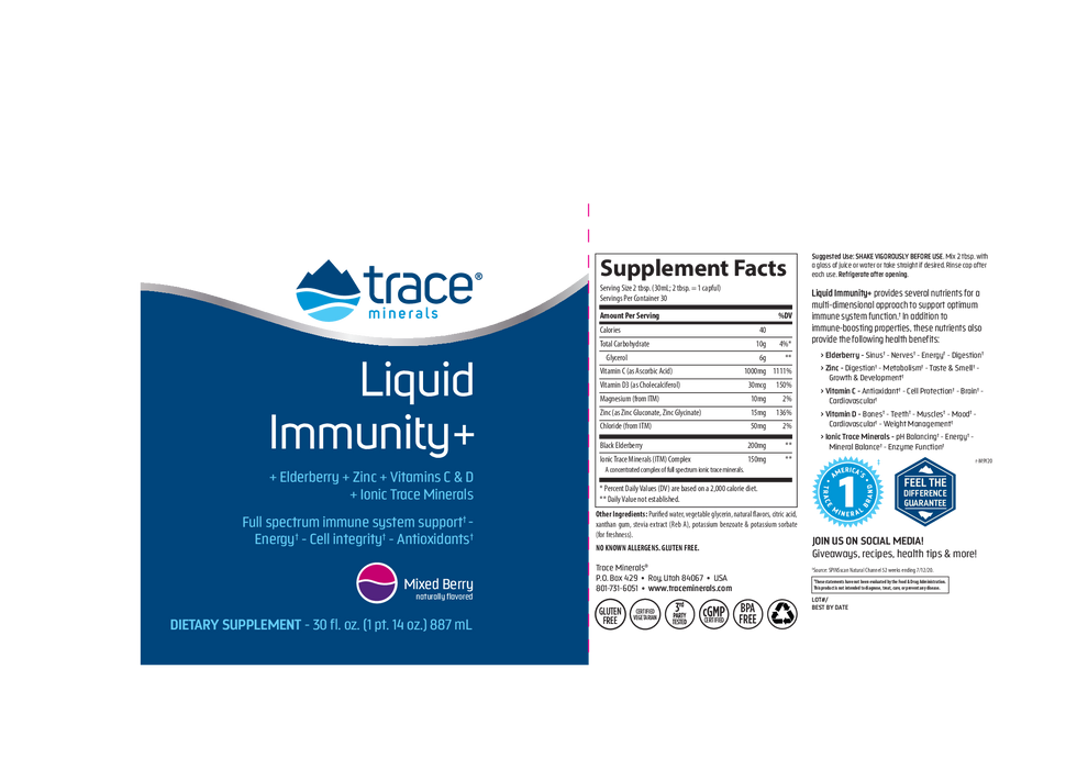 Trace Minerals Research Liquid Immunity+ 30 fl oz