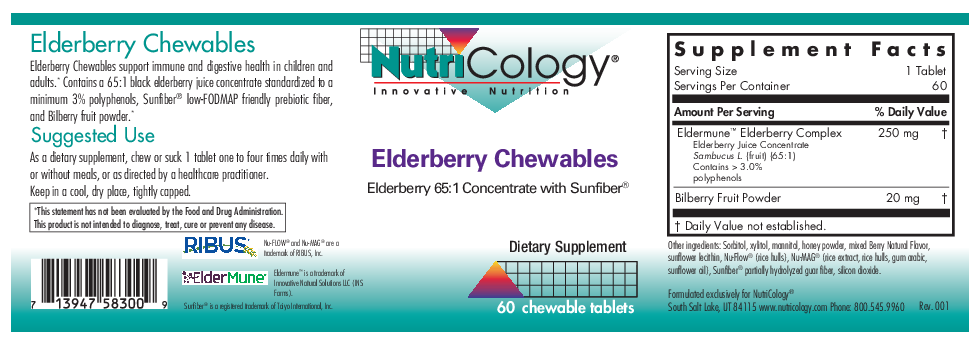 Nutricology Holunder-Kautabletten 60 Tabletten
