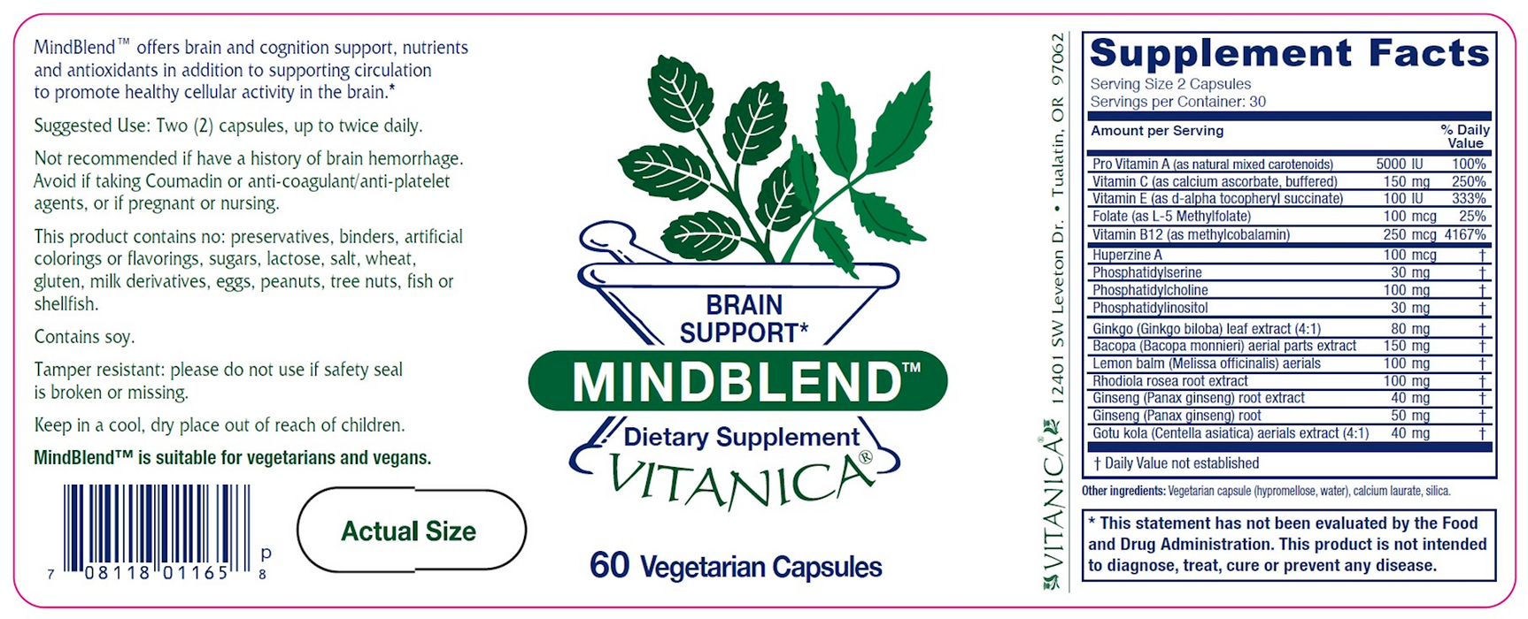 Vitanica MindBlend 60 Vegetarian Capsules