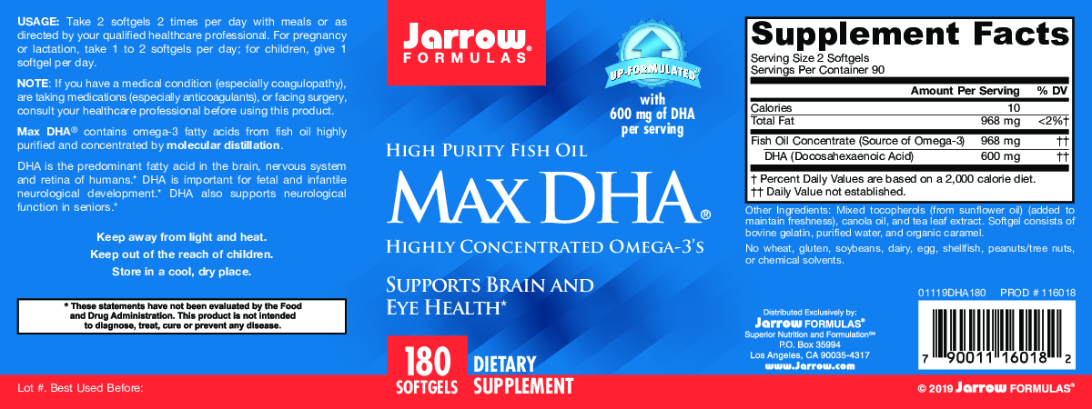 Jarrow Formulas Max DHA 180 softgels