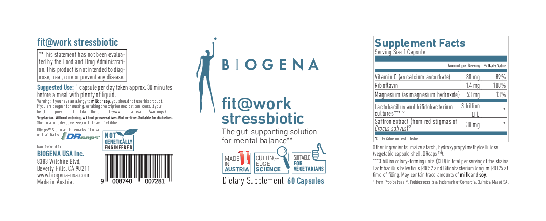 Biogena fit@work stressbiotic 60 vegcaps