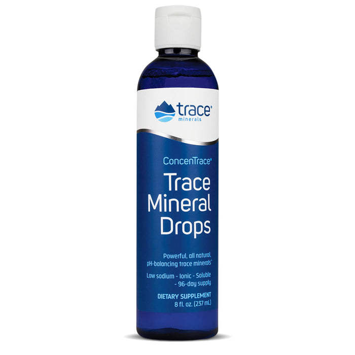 Trace Minerals ConcenTrace Drops 8 fl oz 72+ Minerals, Ionic Liquid Magnesium, Chloride, Potassium Low Sodium Energy, Electrolytes, Hydration