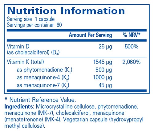 Pure Encapsulations Synergy K | Supplement with Vitamin K1, K2, and D3 to Support Bones, Blood Vessels, Vascular Elasticity, and Calcium Utilization* | 60 Capsules