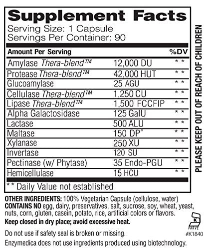 Enzymedica Digest, Complete Enzyme Formula for Everyone’s Digestive Health, With Full Range of Enzymes for Everyday Diets, 90 Capsules