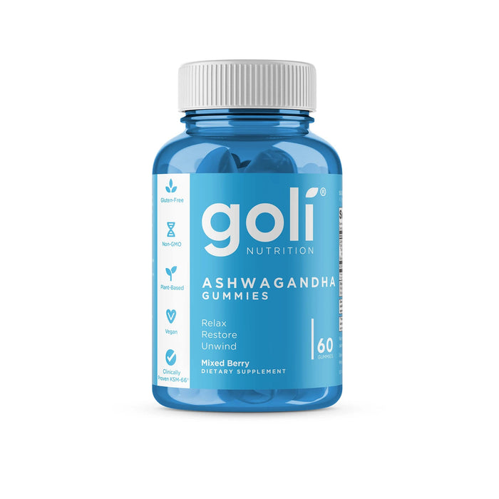 ASHWA Vitamin Gummy by Goli Nutrition - Ashwagandha and Vitamin D Gummies - Relax. Restore. Unwind. (Mixed Berry, KSM-66, Vegan, Plant Based, Non-GMO, Gluten-Free & Gelatin Free)