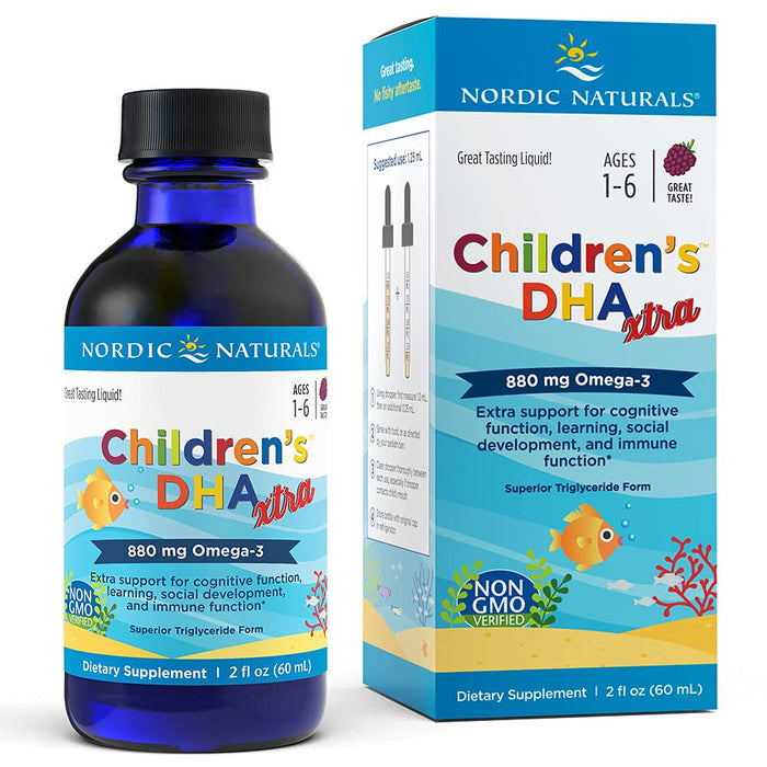 Nordic Naturals Children's DHA Xtra, Berry Punch - 2 oz - 880 mg Total Omega-3s with EPA & DHA - Cognitive & Immune Function, Learning, Social Development - Non-GMO - 48 Servings