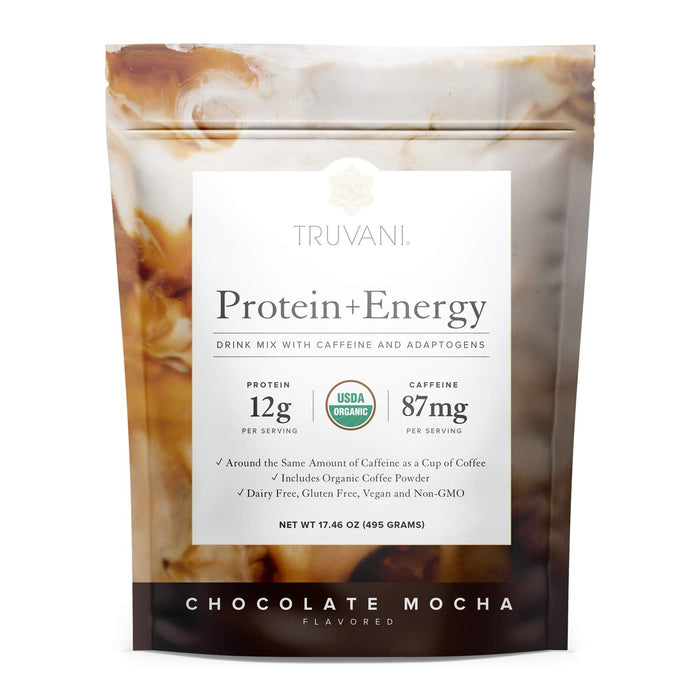 Truvani Protein + Energy Drink Mix Chocolate Mocha 20 Servings