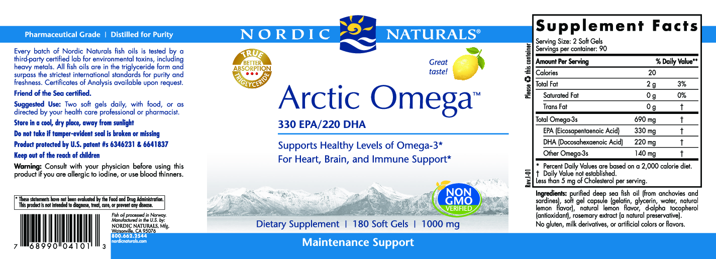 Nordic Naturals Arctic Omega Lemon 1000 mg 180 gels