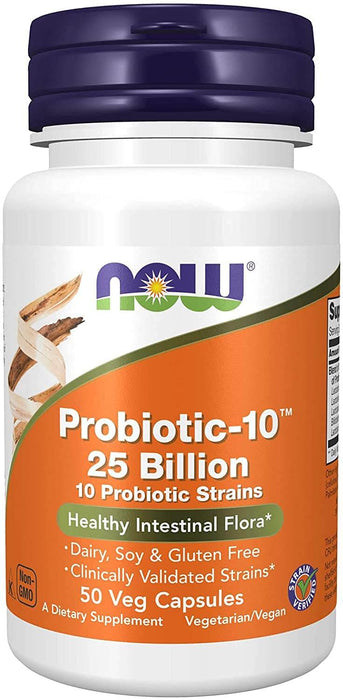NOW Supplements Probiotic-10 25 Billion 50 Veg Capsules
