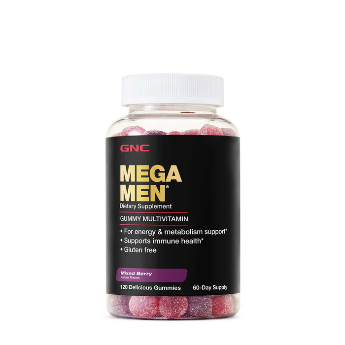 GNC Mega Men Gummy Multivitamin | Supports Energy, Metabolism, and Immune System, Gluten Free | Mixed Berry | 120 Gummies