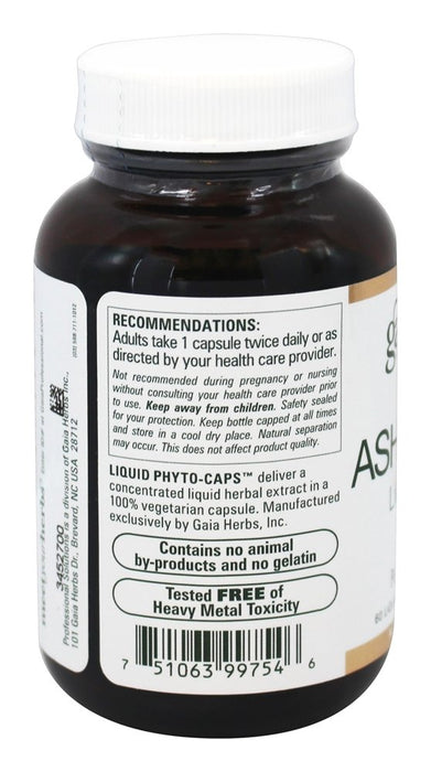 Gaia Herbs Ashwagandha Liquid Phyto-Caps 60 Capsules