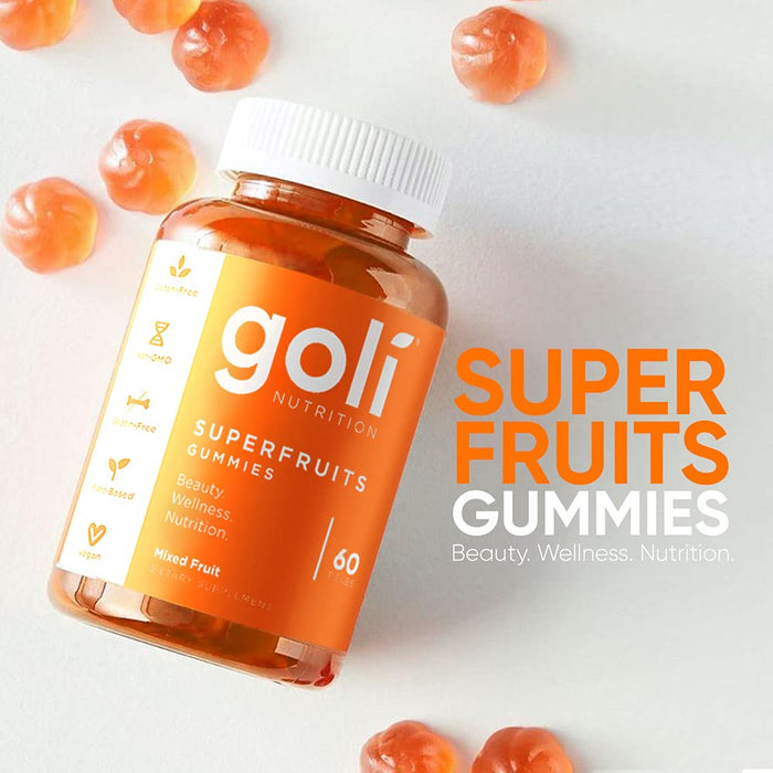 SUPERFRUITS Vitamin Gummy by Goli Nutrition - 120 ct - with Collagen-Enhancing Ingredients. Radiate. Rejuvenate. Refresh (Mixed Fruit, Vegan, Plant-Based, Non-GMO, Gluten-Free & Gelatin Free)