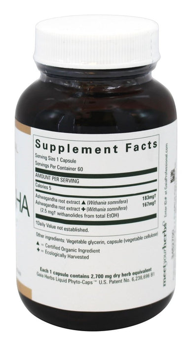 Gaia Herbs Ashwagandha Liquid Phyto-Caps 60 Capsules