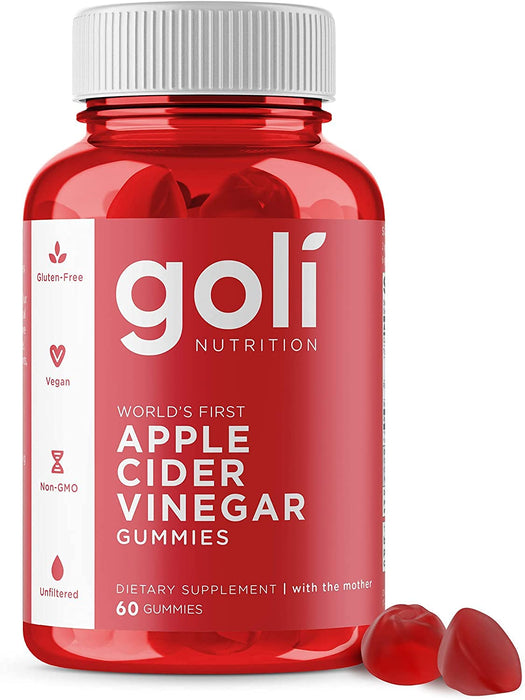 Apple Cider Vinegar Gummy Vitamins by Goli Nutrition - 2 Pack - (120 Count, Organic, Vegan, Gluten-Free, Non-GMO, with"The Mother", Vitamin B9, B12, Beetroot, Pomegranate)